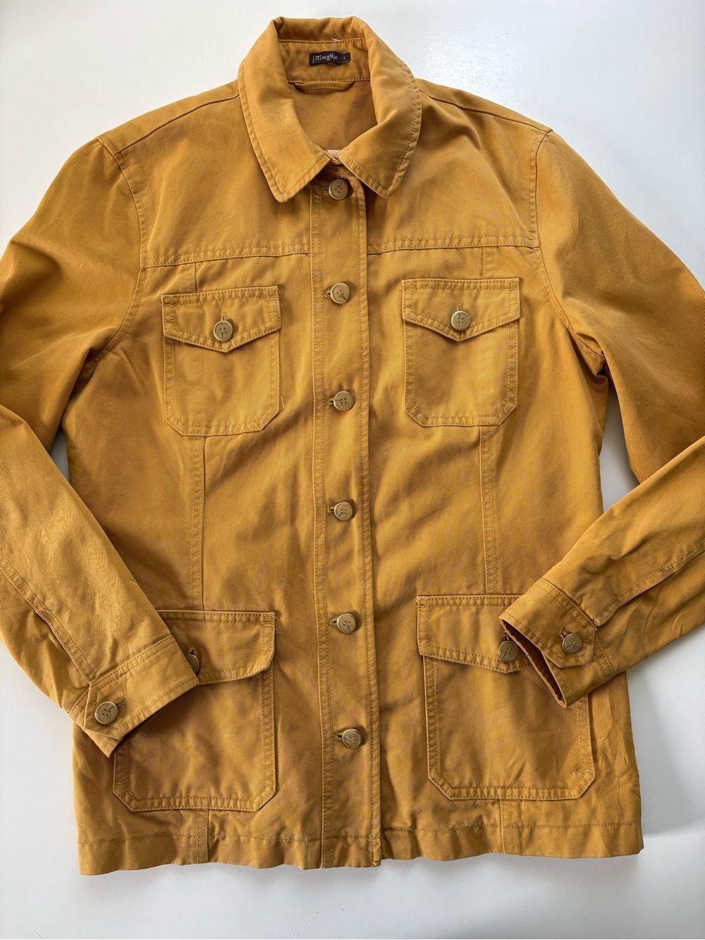 J.McLaughlin Mustard Chore cost With Cat Print Lining Large